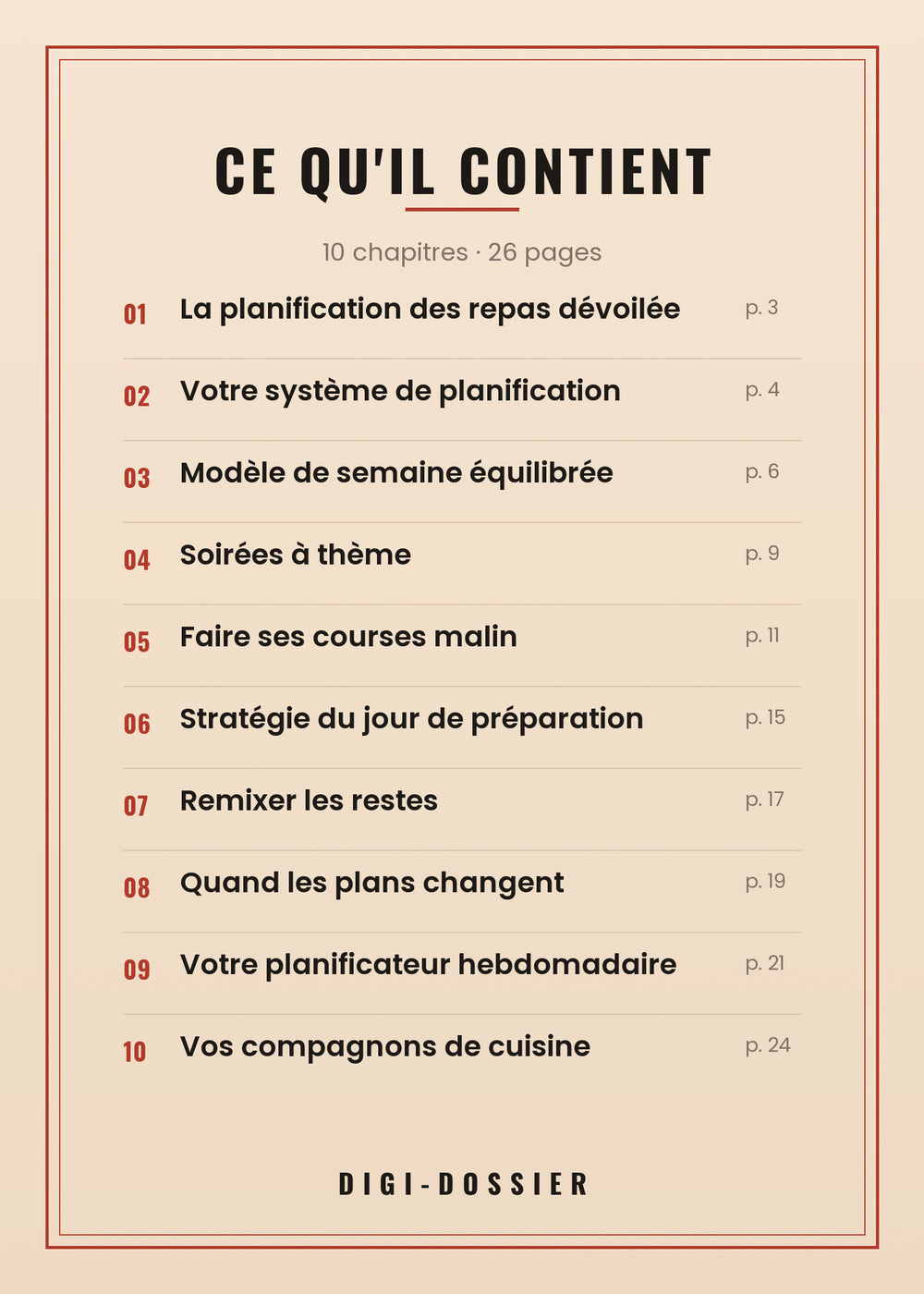 Ce qu'il contient — tous les chapitres