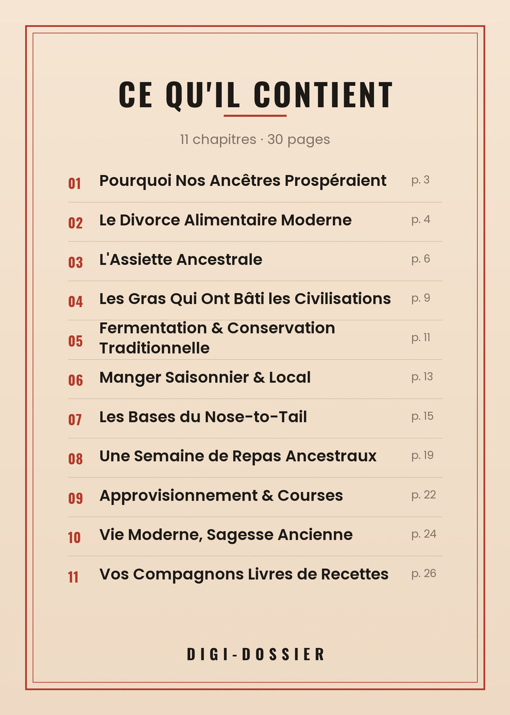 Ce qu'il contient — tous les chapitres