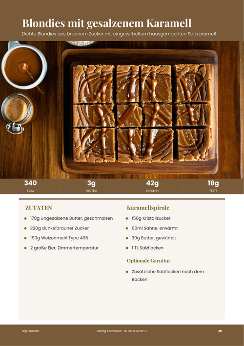 Beispiel-Rezeptseite &mdash; Blondies mit gesalzenem Karamell (saftig-cremige Brauner-Zucker-Schnitten)
