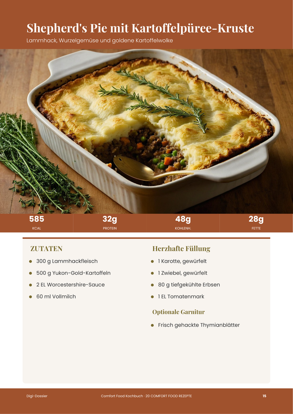 Beispiel-Rezeptseite &mdash; Comfort-Food-Kochbuch