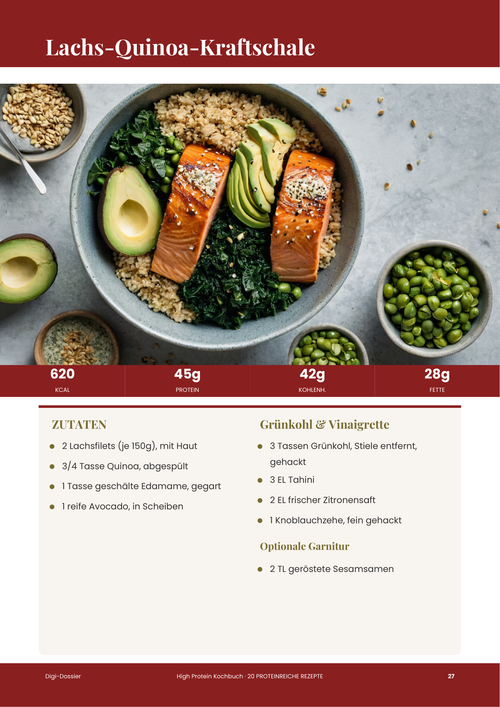 Beispiel-Rezeptseite &mdash; Lachs-Quinoa-Kraftschale (Proteinreiches Rezept)