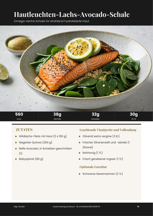 Beispiel-Rezeptseite &mdash; Hautleuchten-Lachs-Avocado-Schale (Omega-reiches Glow-Rezept)