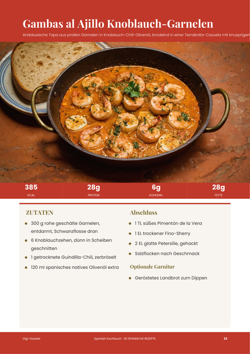 Beispiel-Rezeptseite &mdash; Gambas al Ajillo (Spanische Knoblauch-Garnelen)