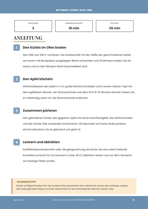 Beispiel-Anleitungsseite &mdash; Baby-Kochbuch
