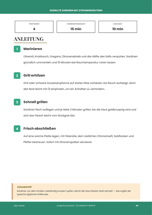 Beispiel-Anleitungsseite &mdash; Longevity-Kochbuch