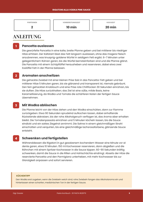 Beispiel-Anleitungsseite &mdash; Pasta-Kochbuch