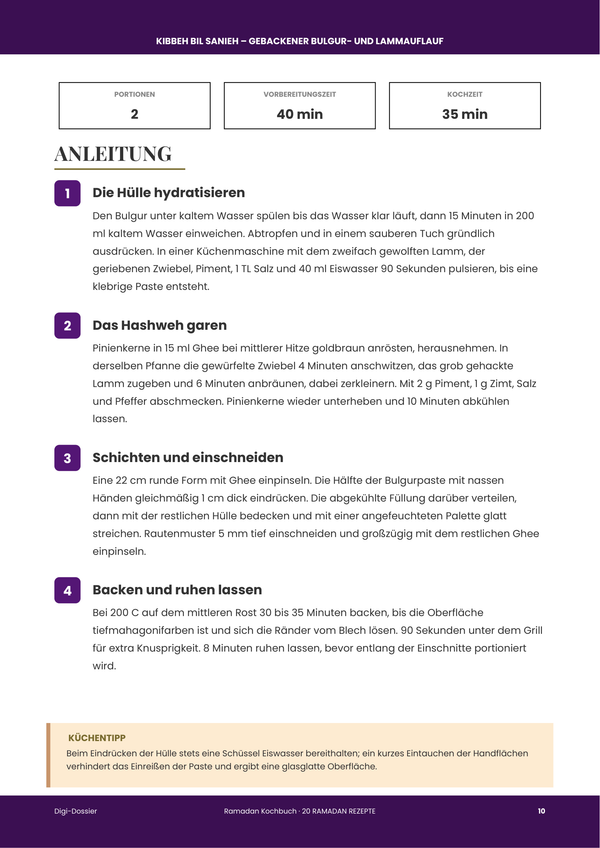Beispiel-Anleitungsseite &mdash; Ramadan-Kochbuch