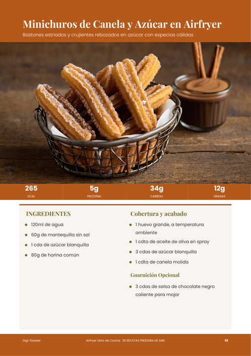 Página de receta de muestra &mdash; Minichuros de Canela y Azúcar en Airfryer (Bastones Estriados y Crujientes)