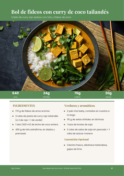 Página de receta de muestra &mdash; Bol de Fideos con Curry de Coco Tailandés (Receta de Curry Rojo Sedoso)