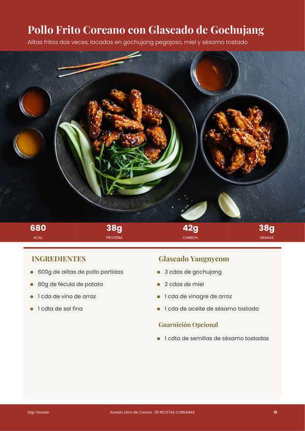 Página de receta de muestra &mdash; Libro de cocina coreana