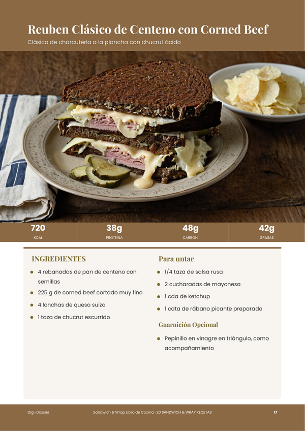 Página de receta de muestra &mdash; Libro de Recetas de Sándwiches y Wraps