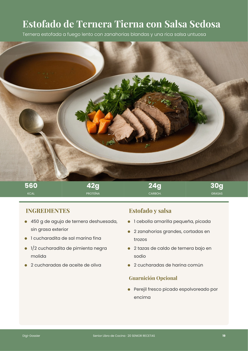 Página de receta de muestra &mdash; Estofado de Ternera Tierna con Salsa Sedosa (Fácil a Fuego Lento)