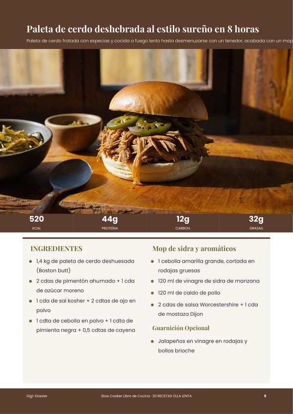 Página de receta de muestra &mdash; Libro de Cocina de Olla de Cocción Lenta