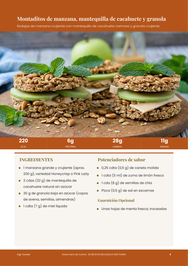 Página de receta de muestra &mdash; Libro de Cocina de Snacks