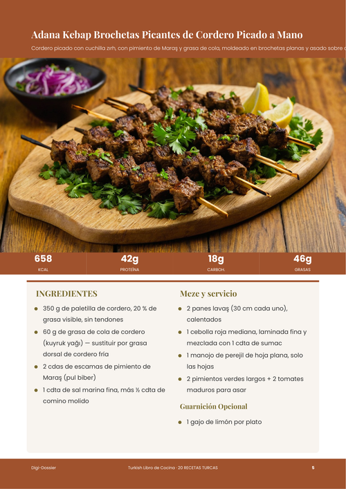 Página de receta de muestra &mdash; Adana Kebap (Brochetas picantes de cordero picado a mano)