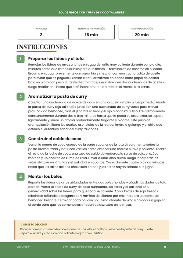 Página de instrucciones de muestra &mdash; Libro de Cocina de Bowls