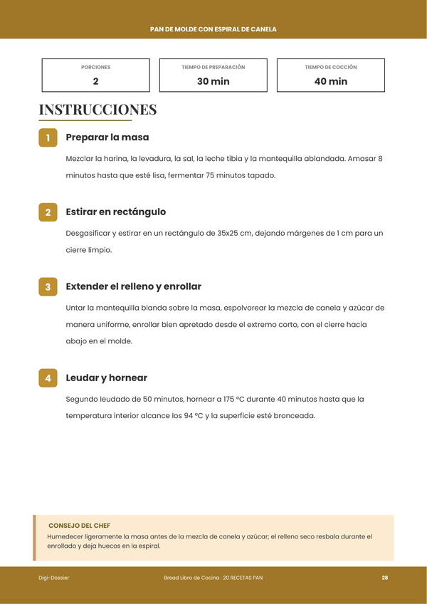 Página de instrucciones de muestra &mdash; Recetario de Pan