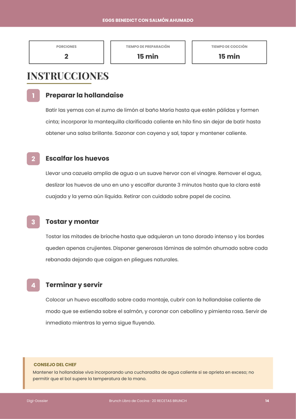 Página de instrucciones de muestra &mdash; Recetario de Brunch