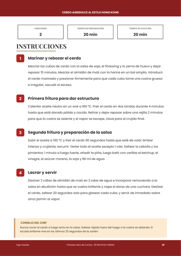 Página de instrucciones de muestra &mdash; Recetario Chino