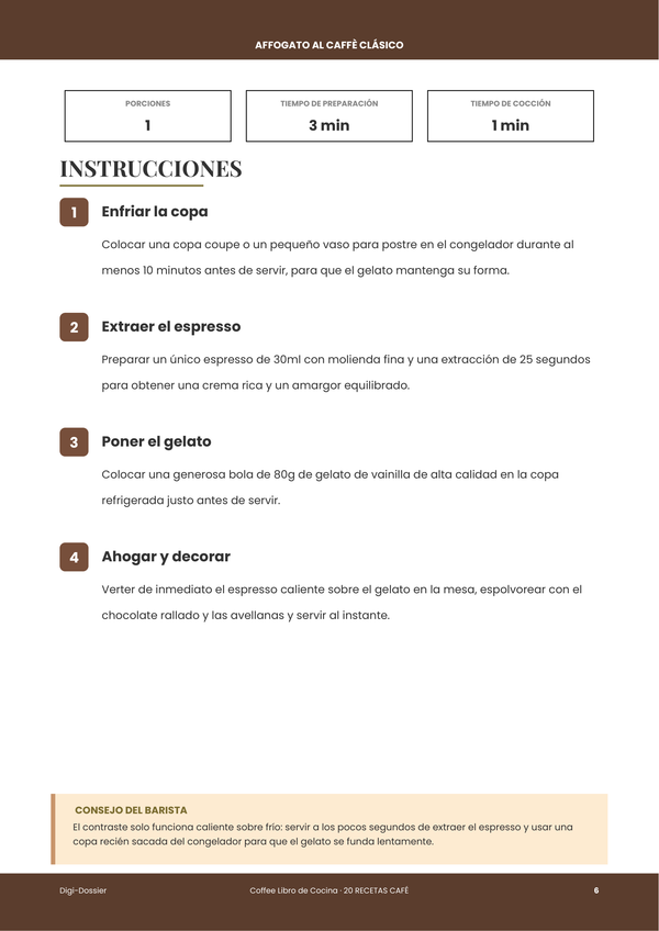 Página de instrucciones de muestra &mdash; Recetas de Café