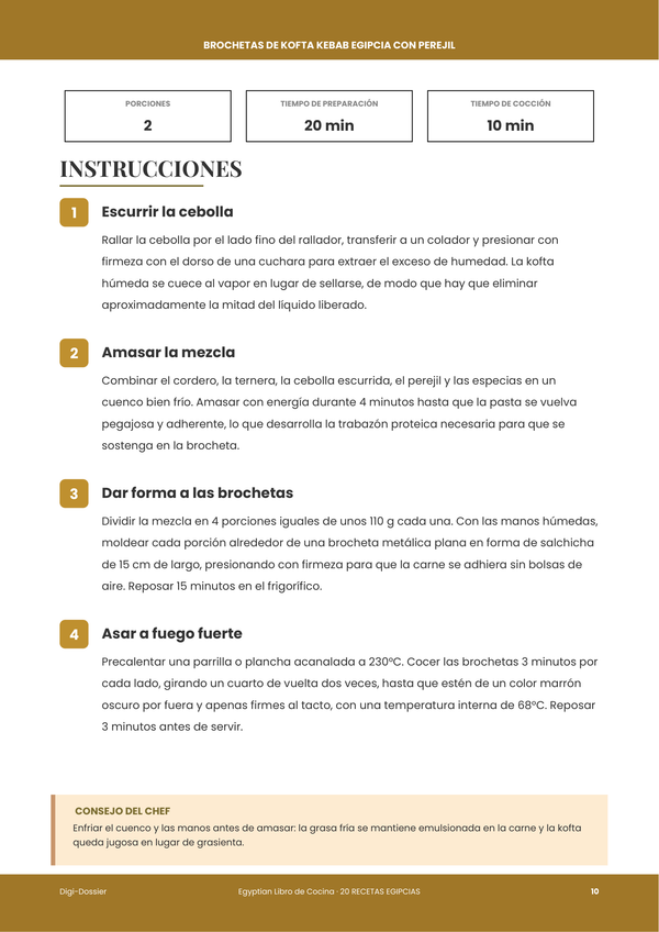 Página de instrucciones de muestra &mdash; Recetario Egipcio