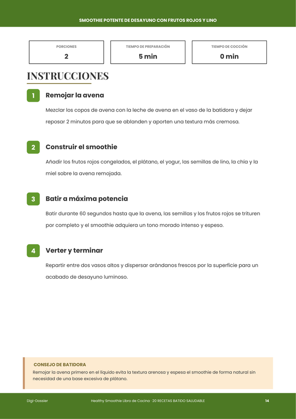 Página de instrucciones de muestra &mdash; Batido Saludable