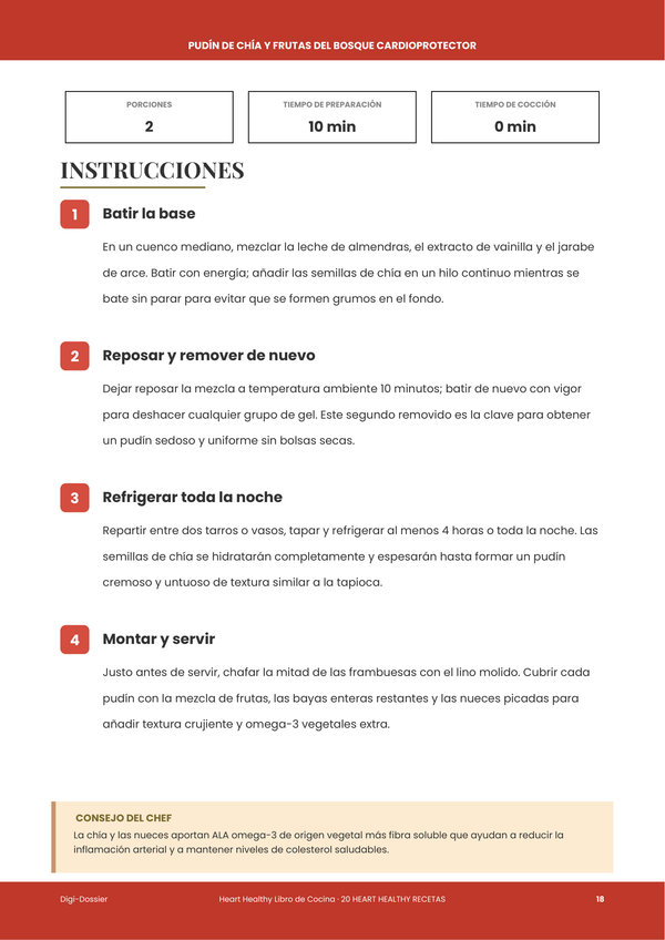 Página de instrucciones de muestra &mdash; Recetario para el Corazón
