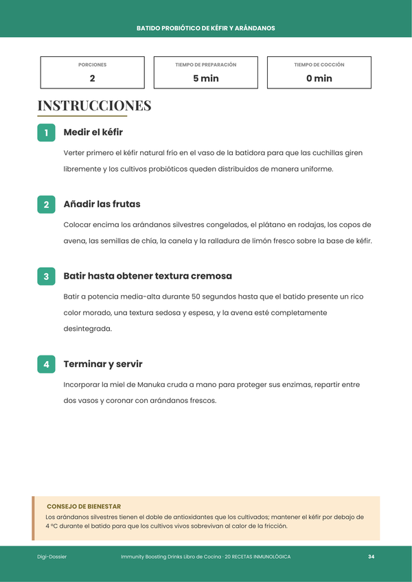 Página de instrucciones de muestra &mdash; Bebidas para Reforzar la Inmunidad