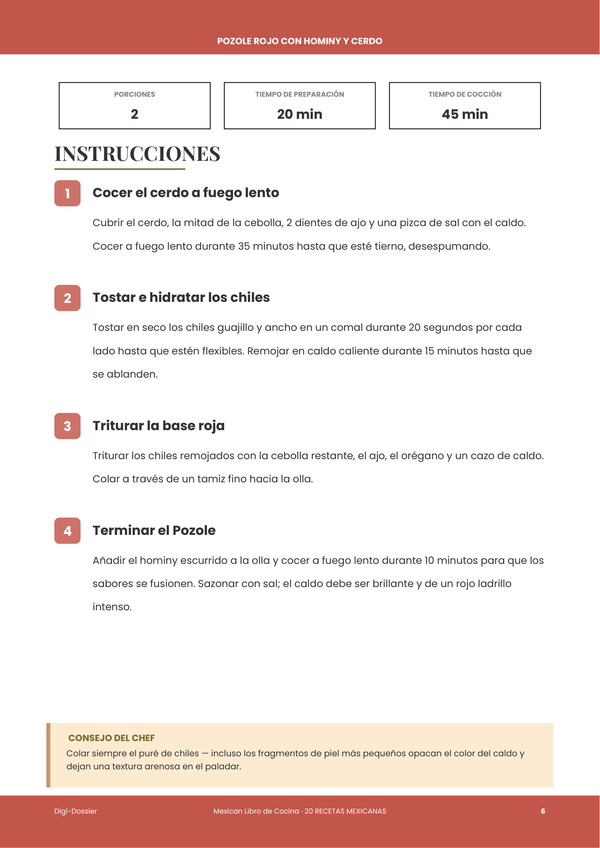 Página de instrucciones de muestra &mdash; Mexicana