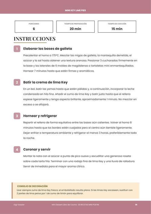 Página de instrucciones de muestra &mdash; Mini Key Lime Pies (Mini tartaletas cítricas sin complicaciones)