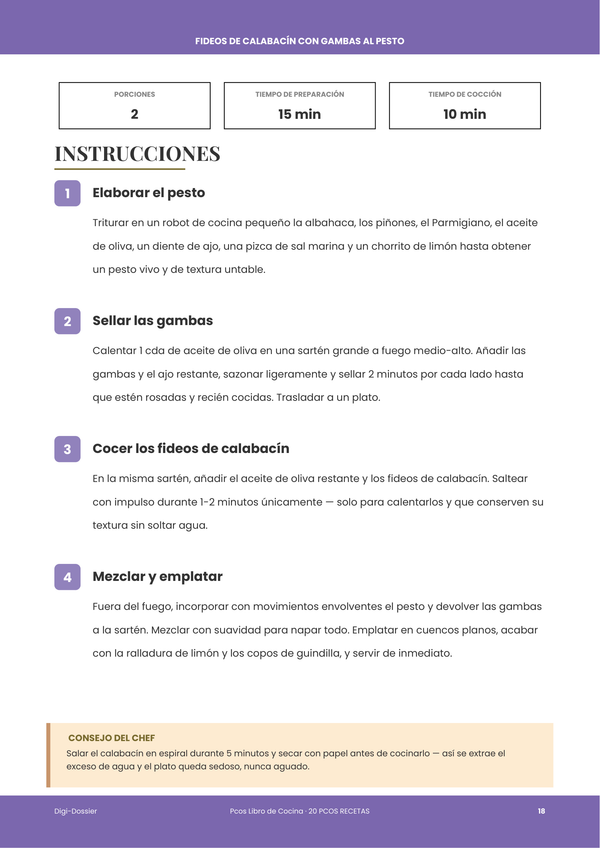 Página de instrucciones de muestra &mdash; Recetario para el SOP