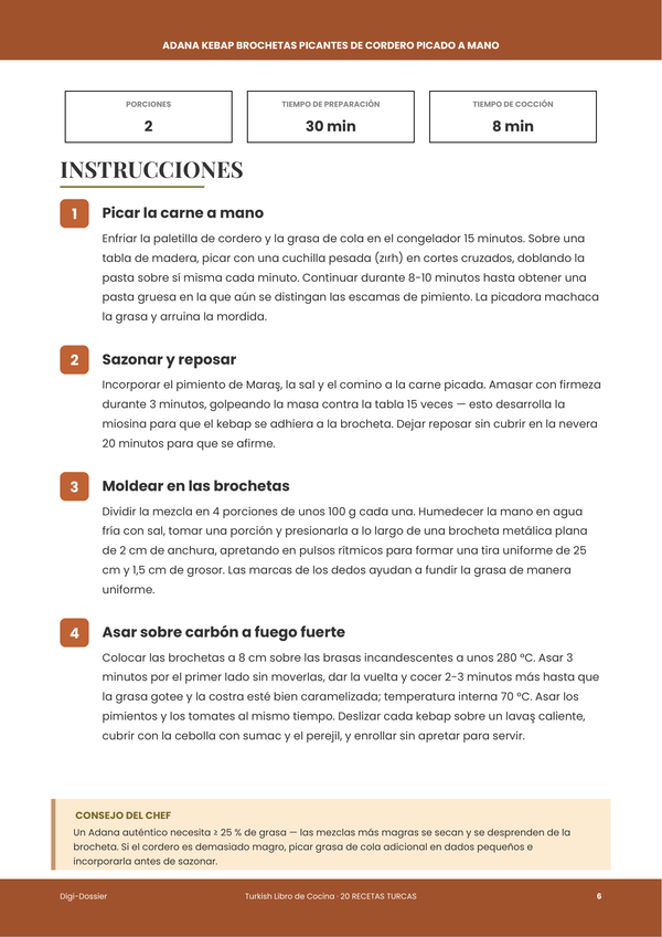 Página de instrucciones de muestra &mdash; Recetario Turco
