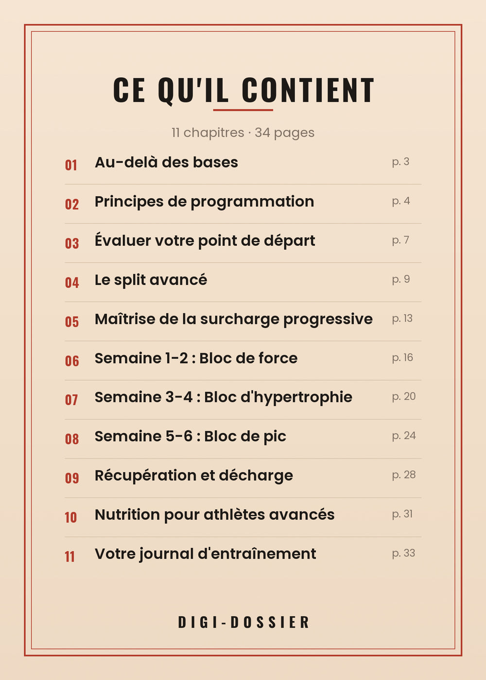 Ce qu'il contient — tous les chapitres