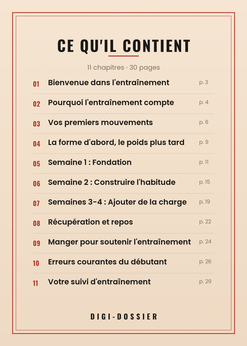 Ce qu'il contient — tous les chapitres