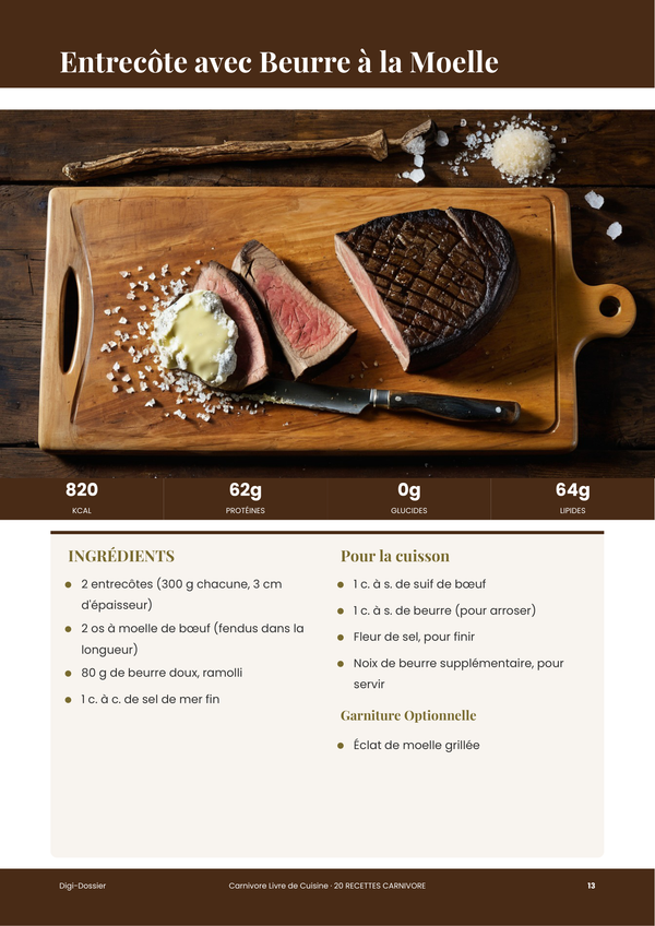 Exemple de page de recette &mdash; Livre de recettes carnivore