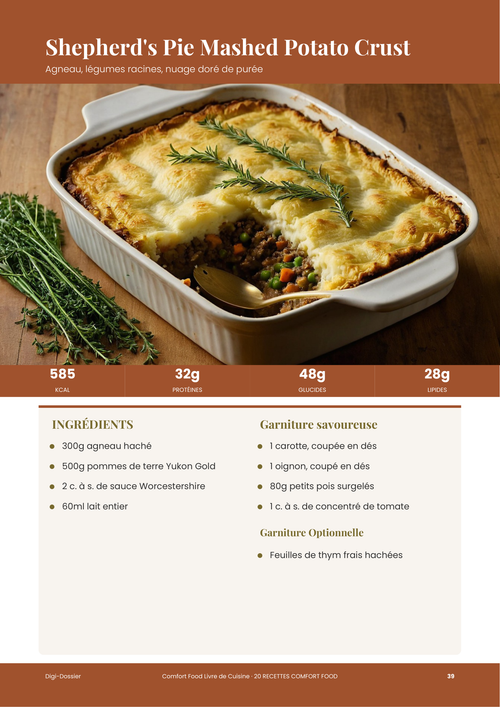 Exemple de page de recette &mdash; Shepherd's Pie à la Croûte de Purée de Pommes de Terre (Gratin Réconfortant Classique)