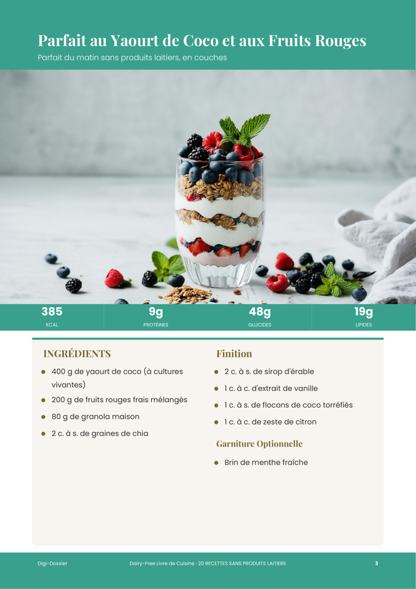 Exemple de page de recette &mdash; Livre de recettes Sans Produits Laitiers