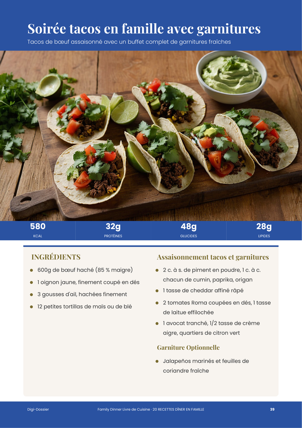 Exemple de page de recette &mdash; Dîner en Famille