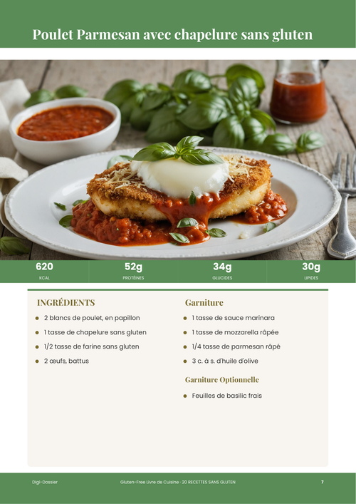 Exemple de page de recette &mdash; Poulet Parmesan avec chapelure sans gluten (Recette croustillante sans gluten)