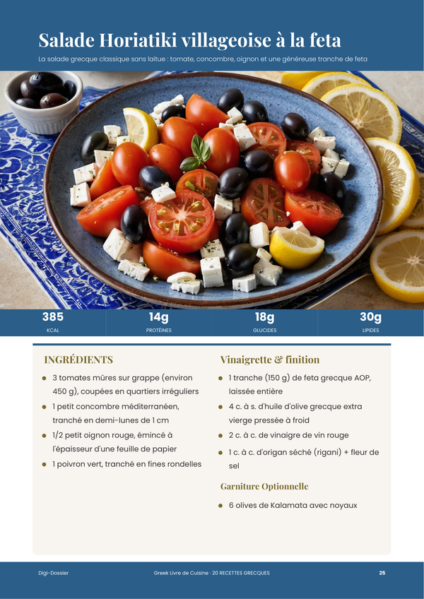 Exemple de page de recette &mdash; Livre de Cuisine Grecque