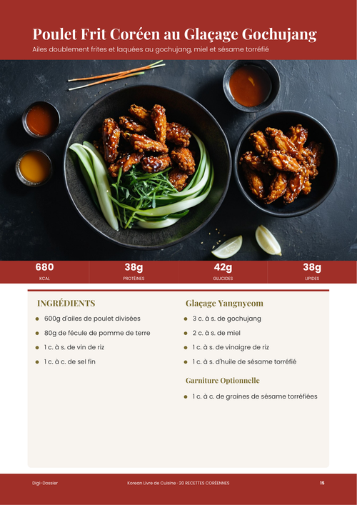 Exemple de page de recette &mdash; Poulet Frit Coréen au Glaçage Gochujang (Frit deux fois et extra croustillant)