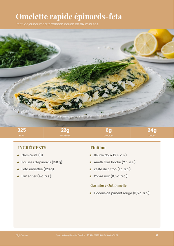 Exemple de page de recette &mdash; Livre de Cuisine Rapide & Facile