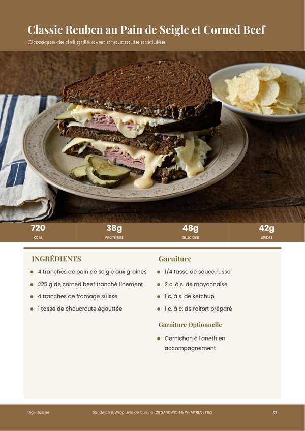 Exemple de page de recette &mdash; Livre de Recettes de Sandwichs et Wraps