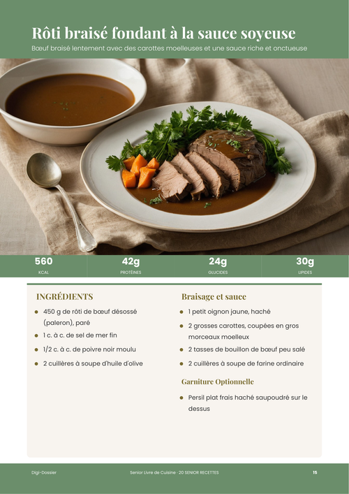 Exemple de page de recette &mdash; Rôti braisé fondant à la sauce soyeuse (Braisage lent facile)