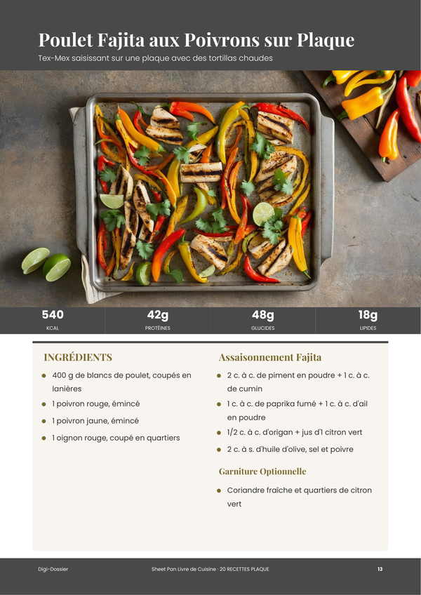 Exemple de page de recette &mdash; Livre de recettes plaque de cuisson