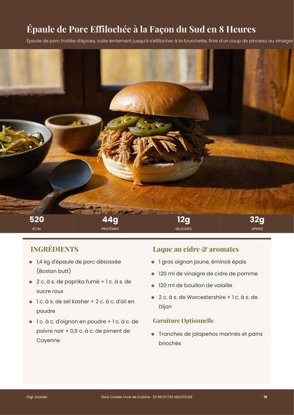 Exemple de page de recette &mdash; Livre de Cuisine à la Mijoteuse