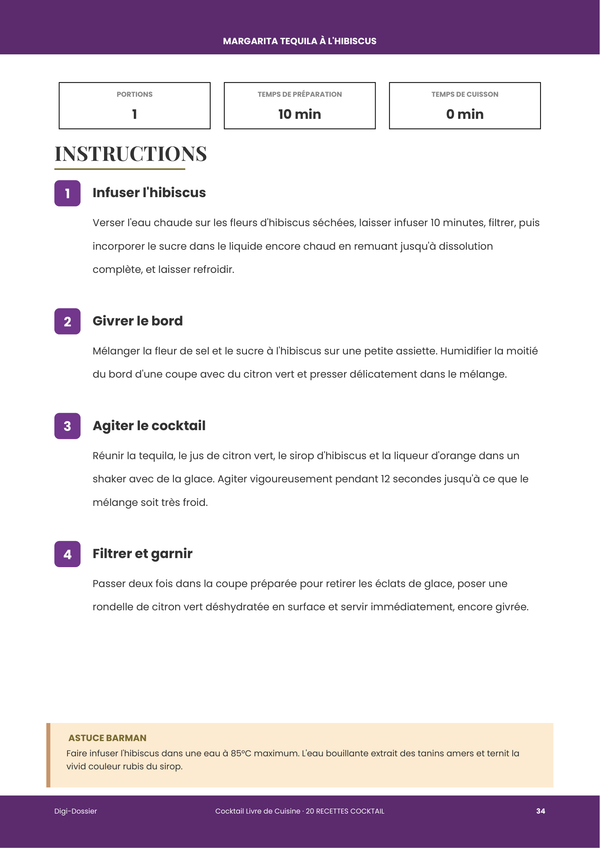 Exemple de page d'instructions &mdash; Recettes de cocktails
