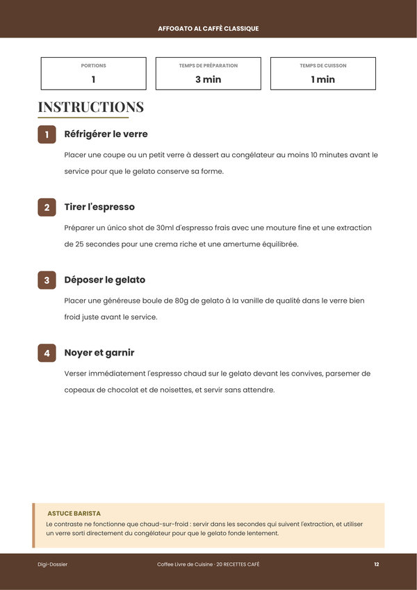 Exemple de page d'instructions &mdash; Recettes de café