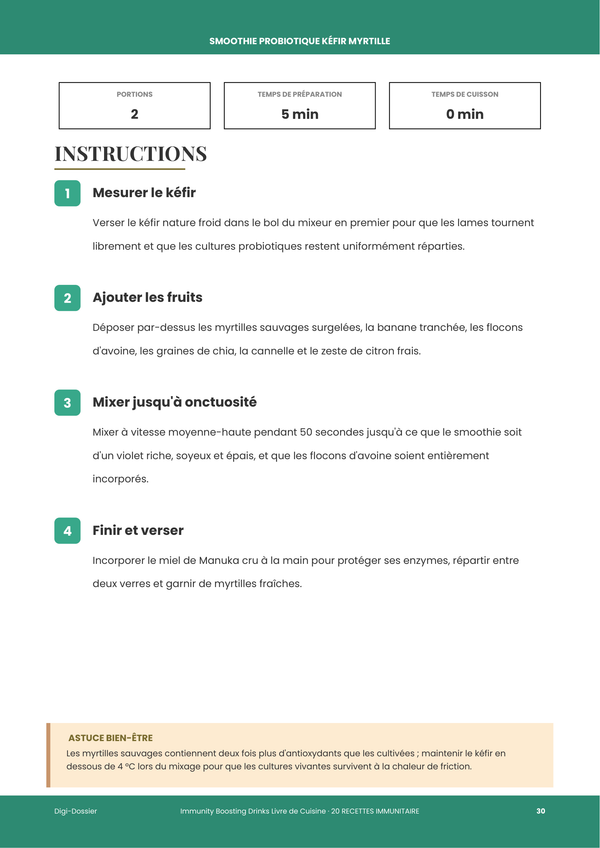 Exemple de page d'instructions &mdash; Boissons Boost Immunité