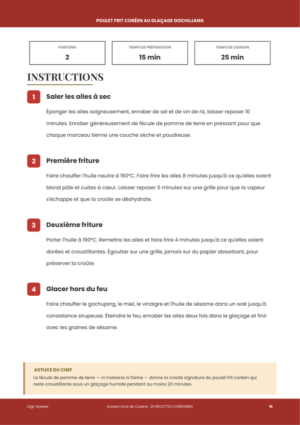 Exemple de page d'instructions &mdash; Livre de recettes coréennes